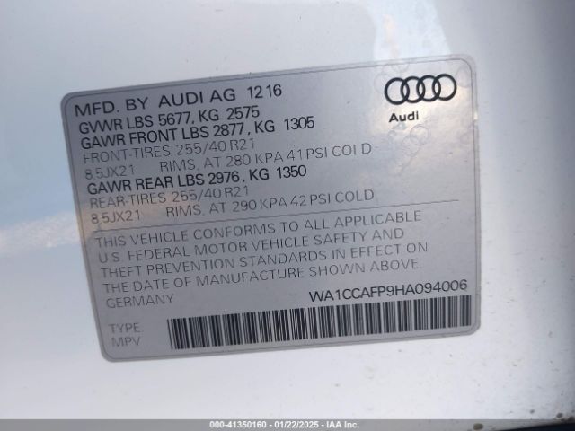 Photo 8 VIN: WA1CCAFP9HA094006 - AUDI SQ5 