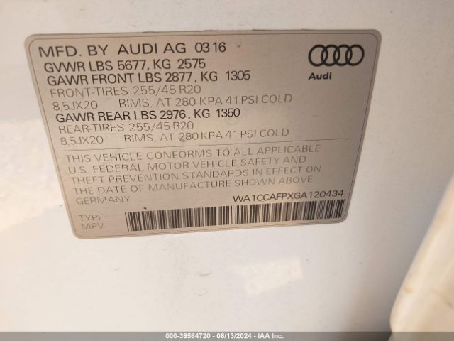 Photo 8 VIN: WA1CCAFPXGA120434 - AUDI SQ5 