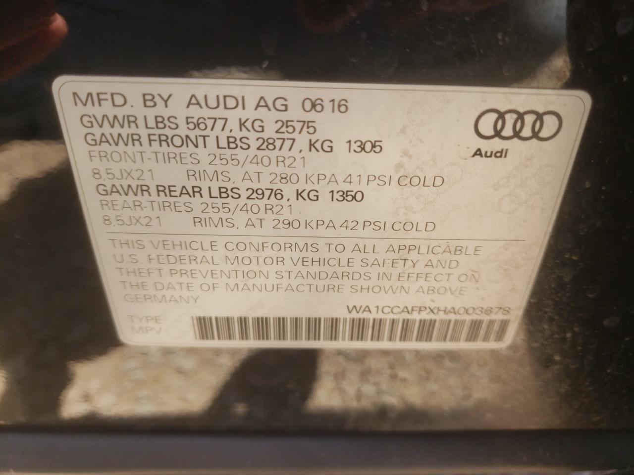 Photo 12 VIN: WA1CCAFPXHA003678 - AUDI SQ5 