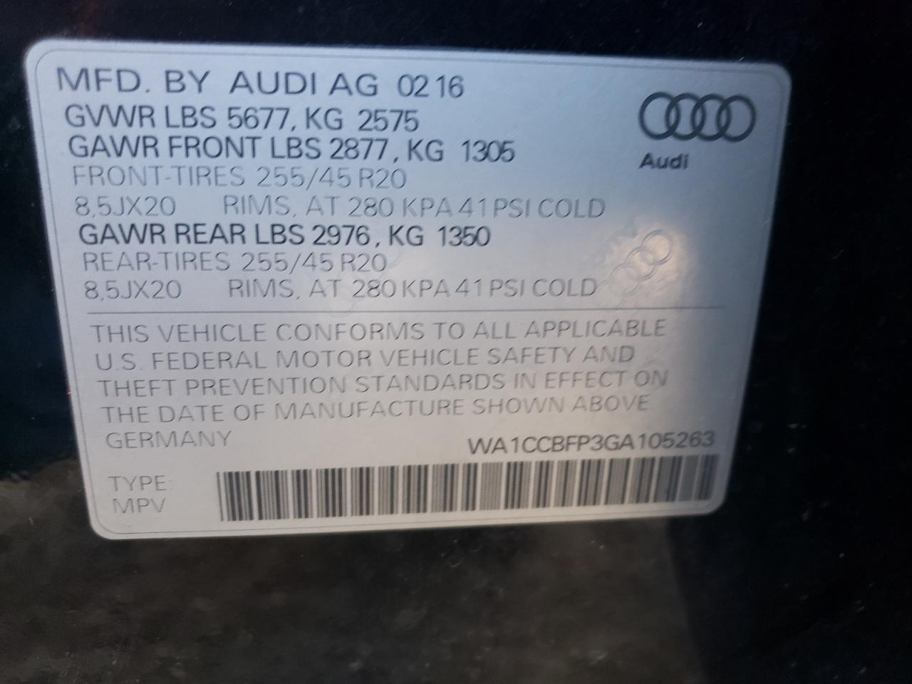 Photo 12 VIN: WA1CCBFP3GA105263 - AUDI SQ5 