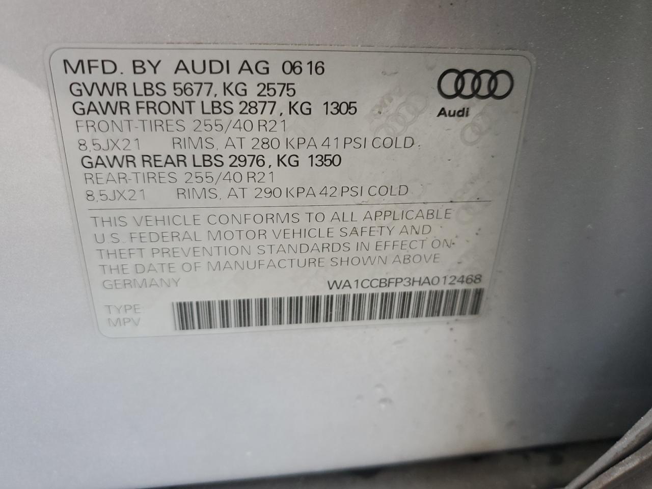 Photo 11 VIN: WA1CCBFP3HA012468 - AUDI SQ5 