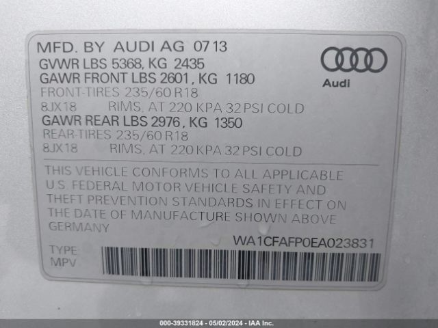 Photo 8 VIN: WA1CFAFP0EA023831 - AUDI Q5 