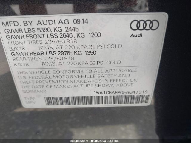 Photo 8 VIN: WA1CFAFP0FA047919 - AUDI Q5 