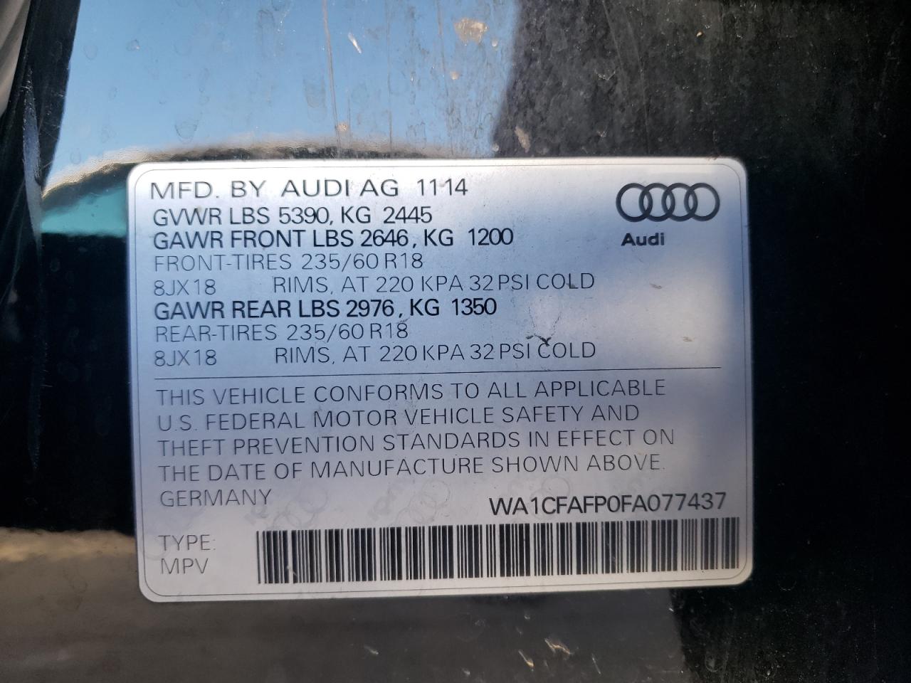 Photo 11 VIN: WA1CFAFP0FA077437 - AUDI Q5 