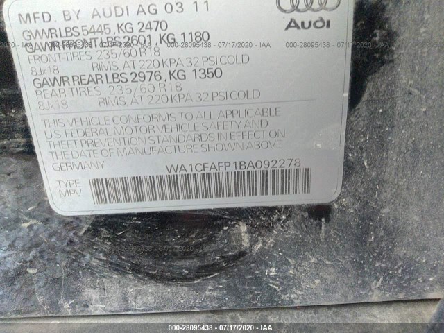 Photo 8 VIN: WA1CFAFP1BA092278 - AUDI Q5 