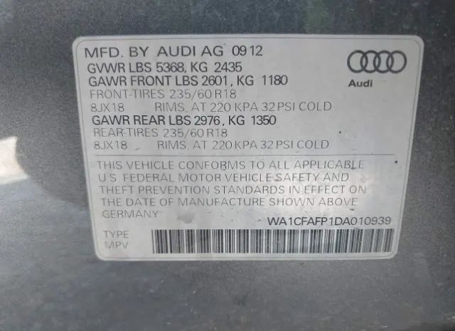 Photo 8 VIN: WA1CFAFP1DA010939 - AUDI Q5 