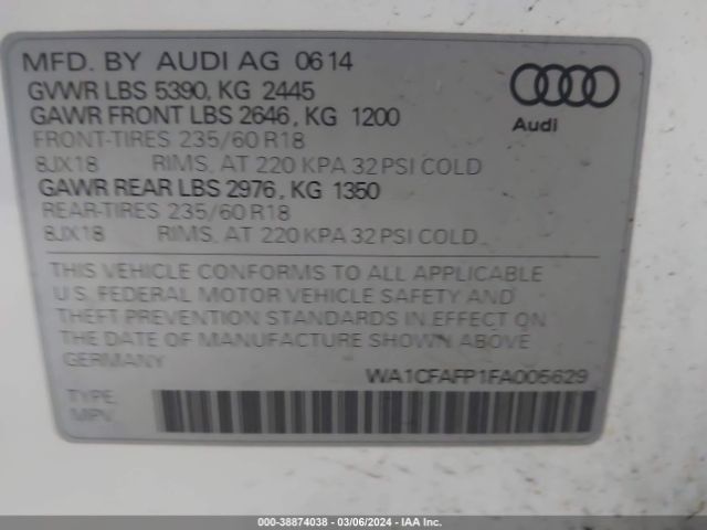 Photo 8 VIN: WA1CFAFP1FA005629 - AUDI Q5 