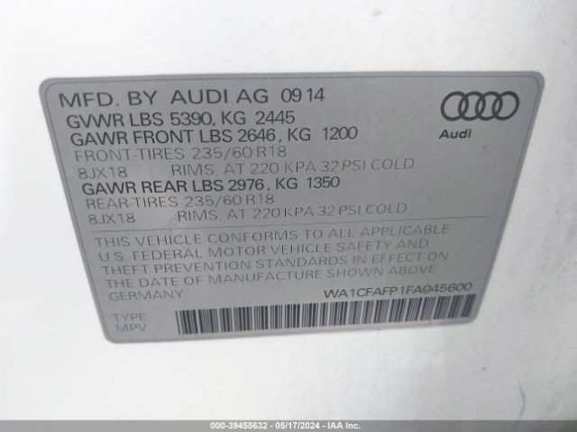 Photo 8 VIN: WA1CFAFP1FA045600 - AUDI Q5 