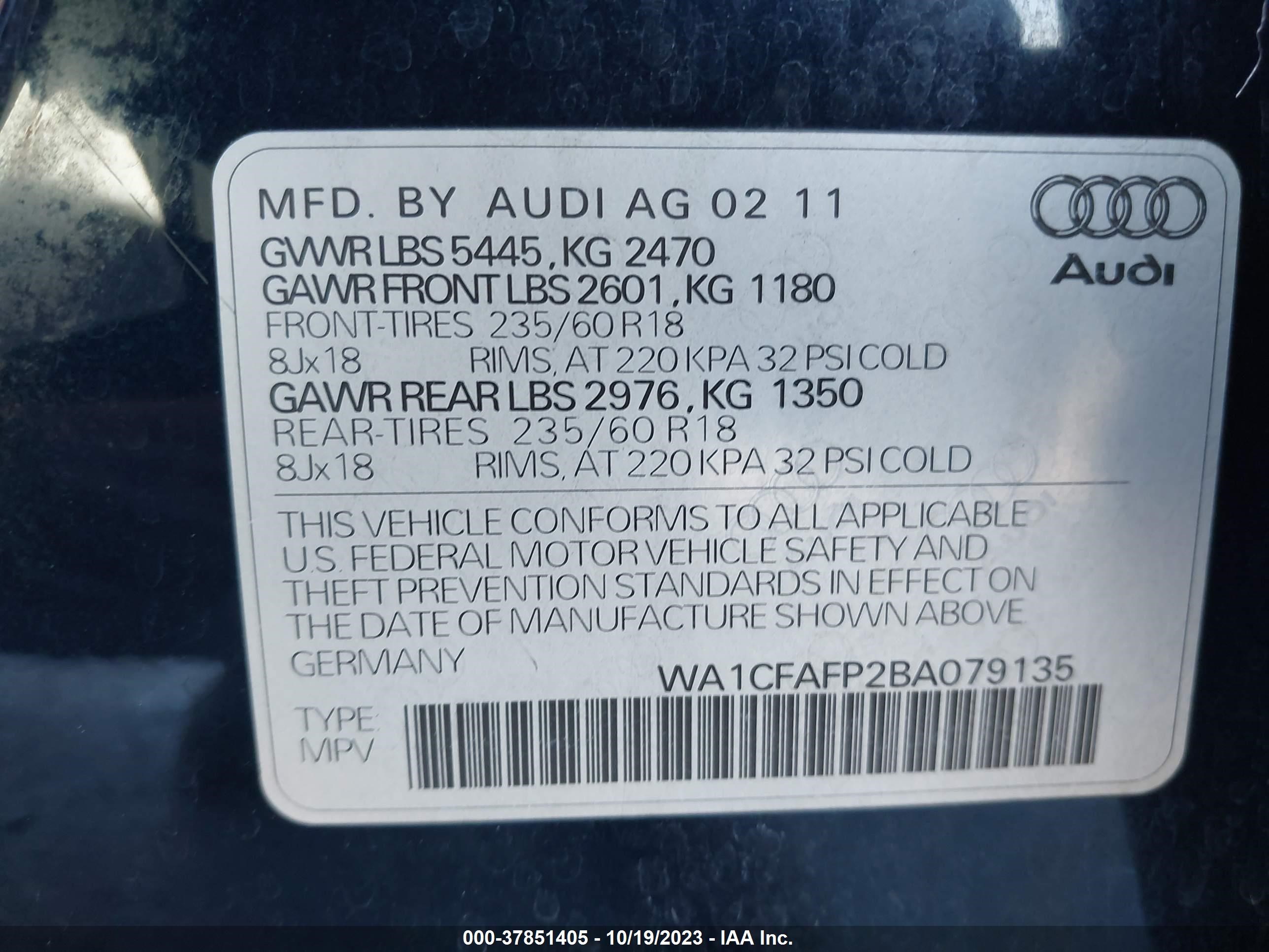 Photo 8 VIN: WA1CFAFP2BA079135 - AUDI Q5 