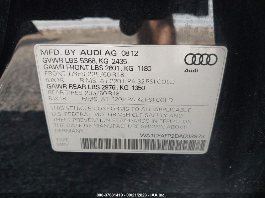 Photo 8 VIN: WA1CFAFP2DA008973 - AUDI Q5 