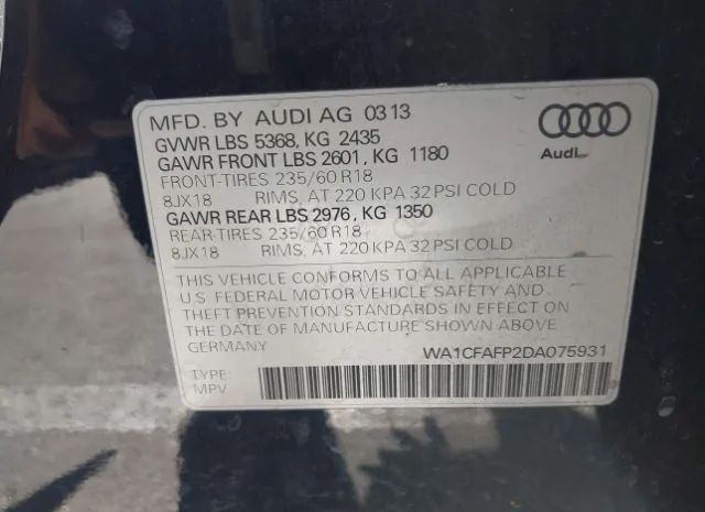 Photo 8 VIN: WA1CFAFP2DA075931 - AUDI Q5 