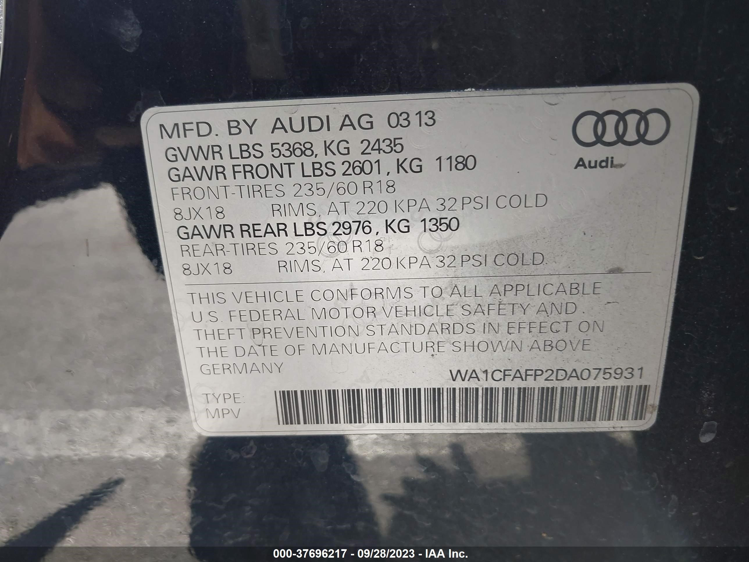 Photo 8 VIN: WA1CFAFP2DA075931 - AUDI Q5 