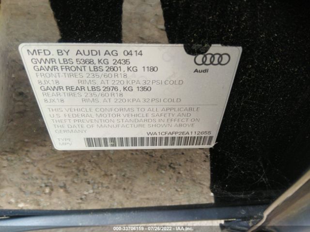 Photo 8 VIN: WA1CFAFP2EA112655 - AUDI Q5 