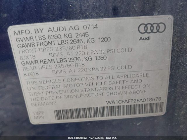 Photo 8 VIN: WA1CFAFP2FA018678 - AUDI Q5 