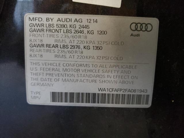 Photo 11 VIN: WA1CFAFP2FA081943 - AUDI Q5 PREMIUM 