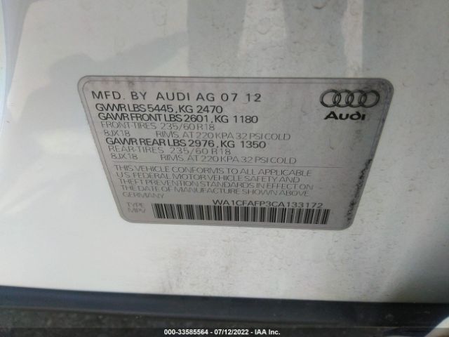 Photo 8 VIN: WA1CFAFP3CA133172 - AUDI Q5 