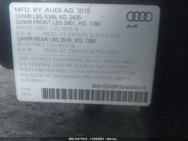 Photo 8 VIN: WA1CFAFP3EA045516 - AUDI Q5 