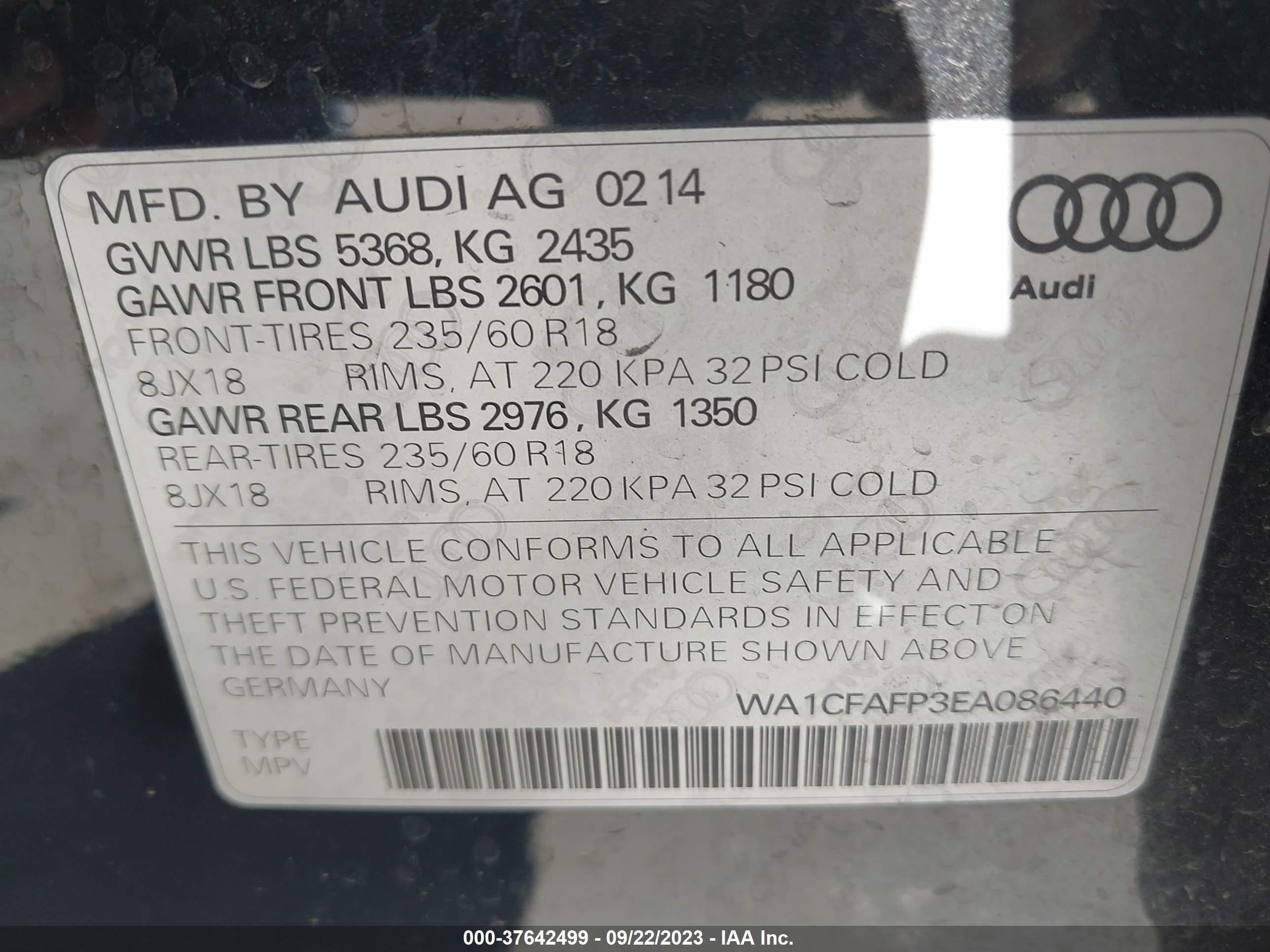 Photo 8 VIN: WA1CFAFP3EA086440 - AUDI Q5 