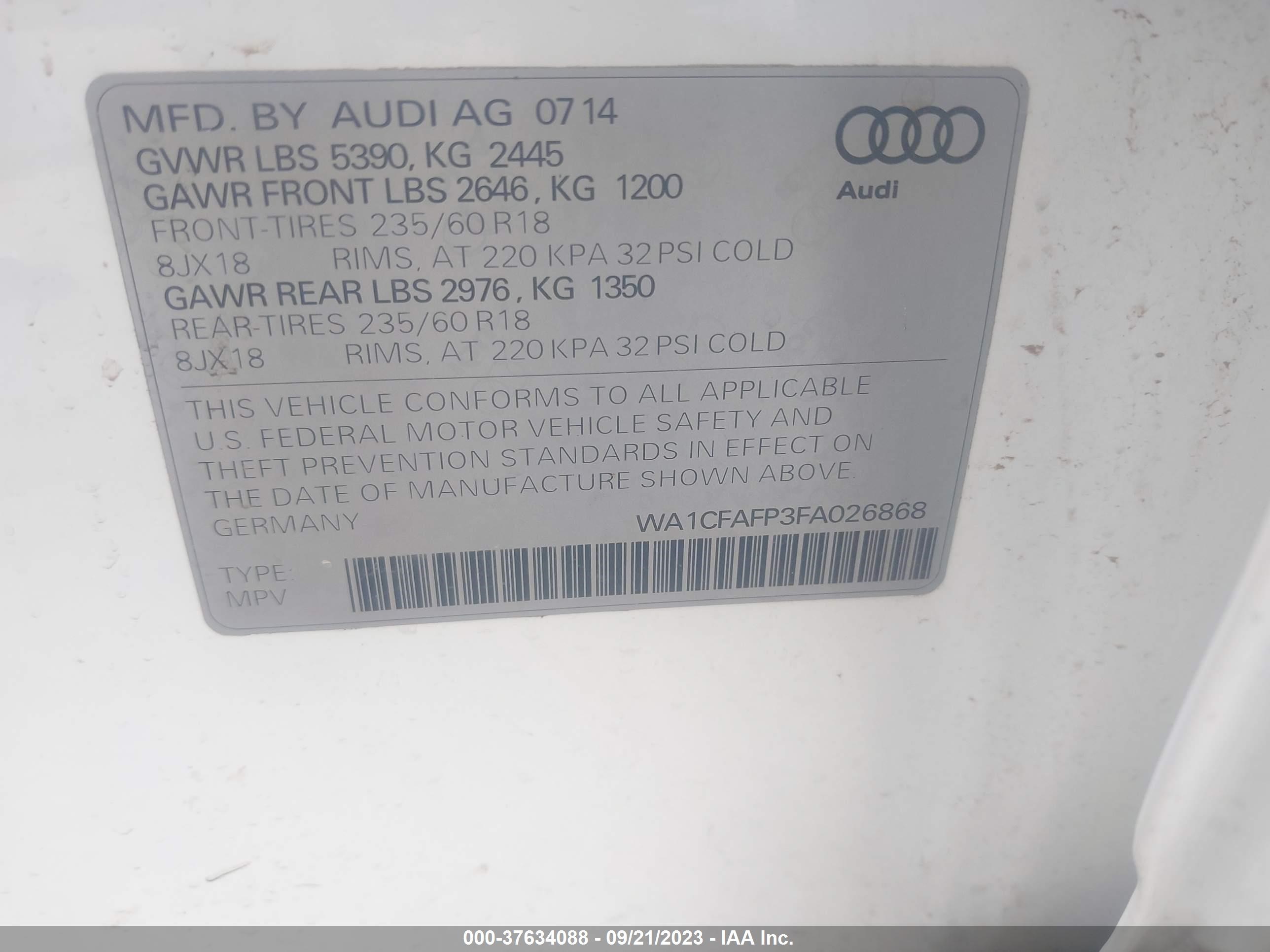 Photo 8 VIN: WA1CFAFP3FA026868 - AUDI Q5 