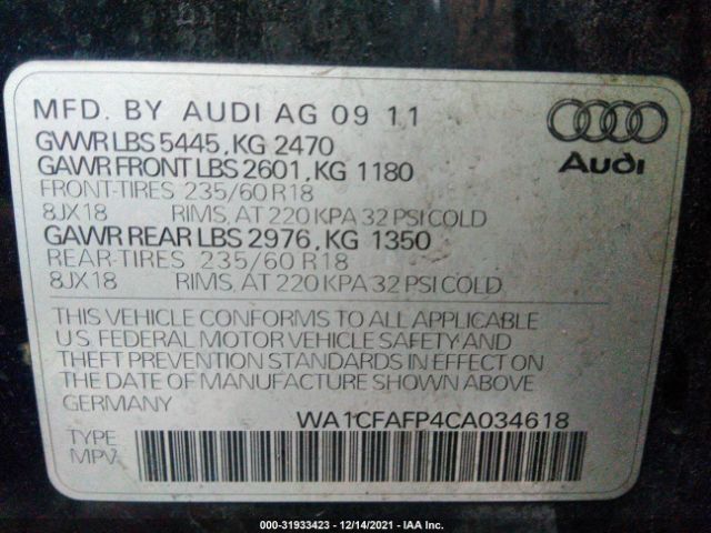 Photo 8 VIN: WA1CFAFP4CA034618 - AUDI Q5 