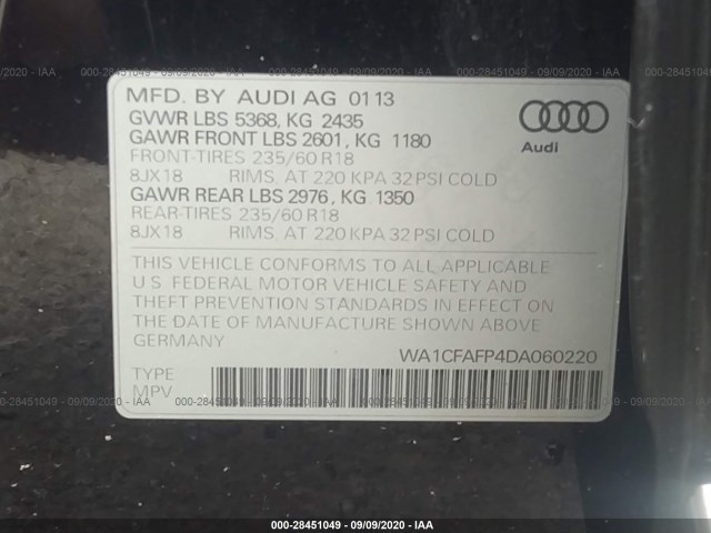 Photo 8 VIN: WA1CFAFP4DA060220 - AUDI Q5 