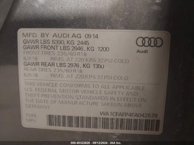 Photo 8 VIN: WA1CFAFP4FA042576 - AUDI Q5 