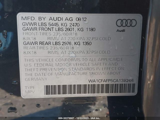 Photo 8 VIN: WA1CFAFP5CA139264 - AUDI Q5 