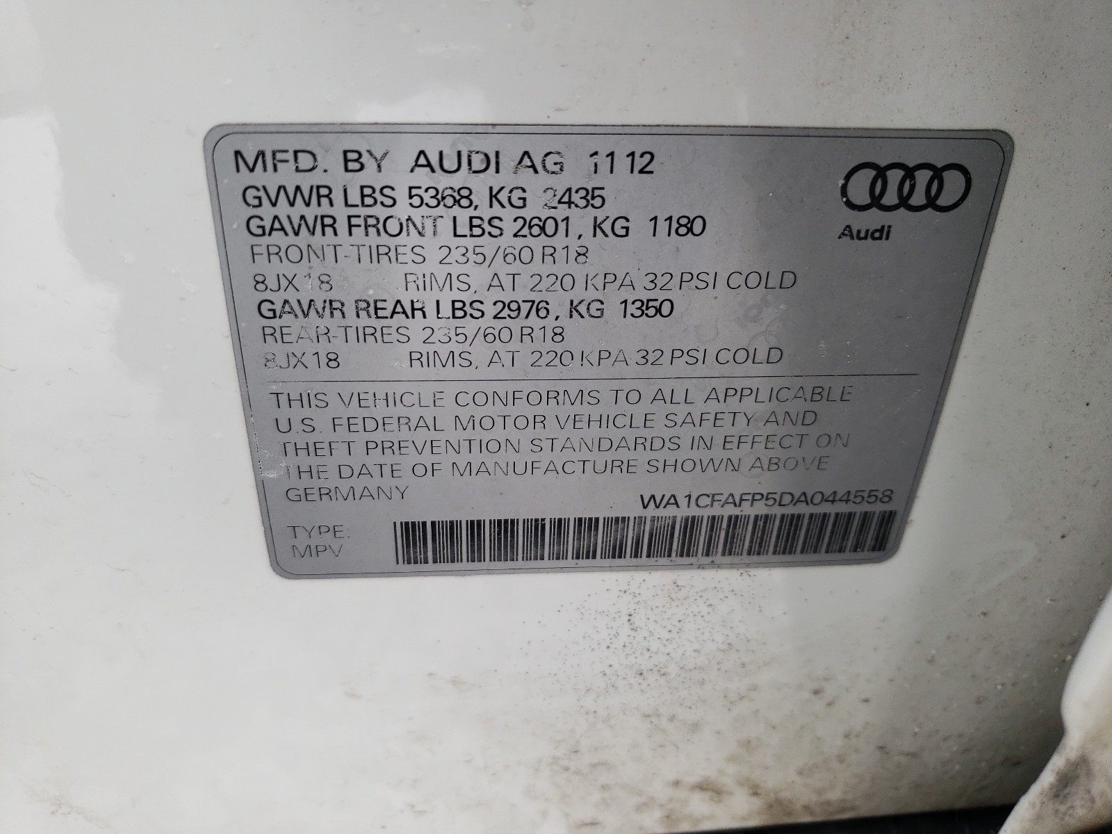 Photo 9 VIN: WA1CFAFP5DA044558 - AUDI Q5 PREMIUM 