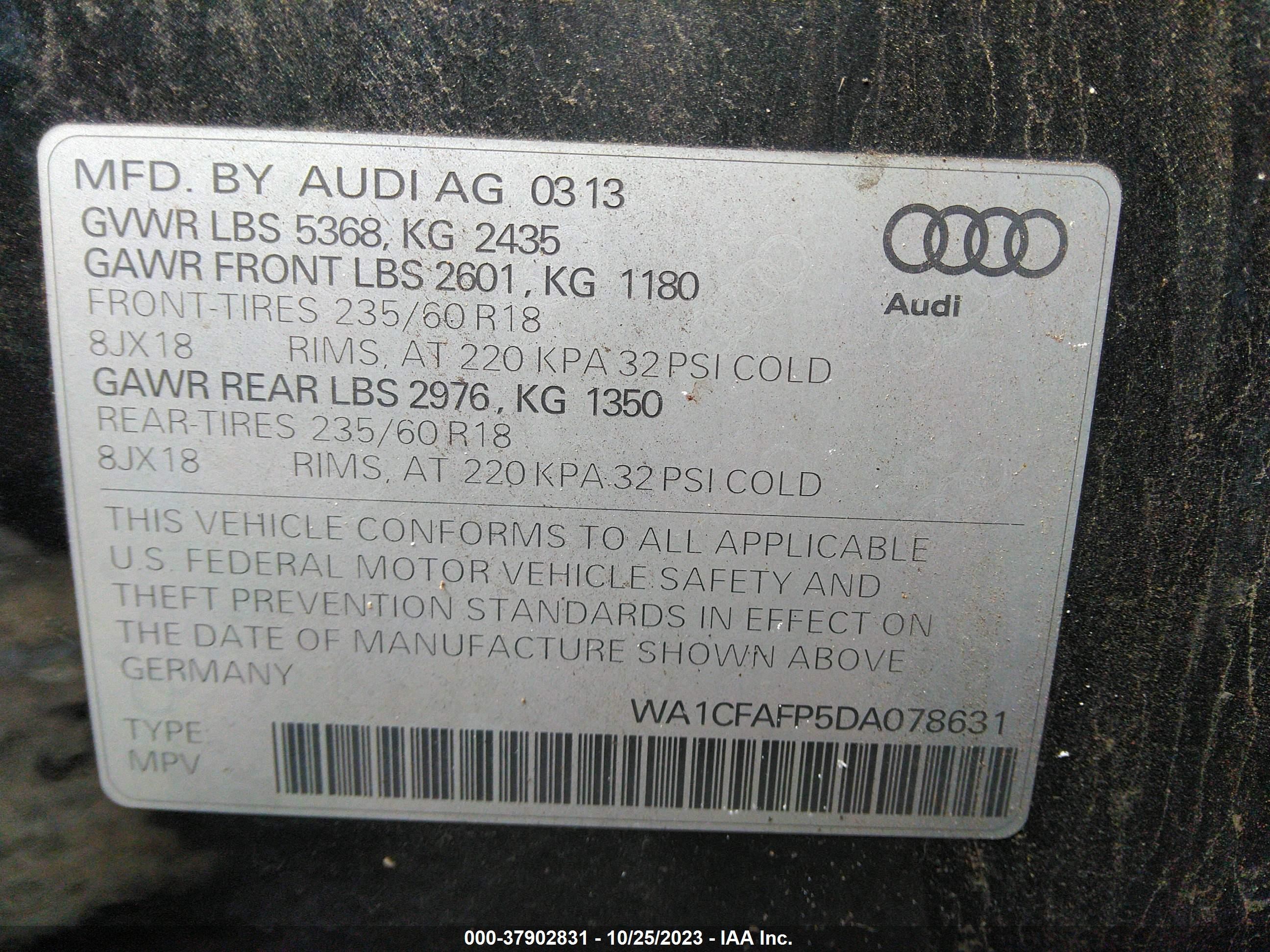 Photo 8 VIN: WA1CFAFP5DA078631 - AUDI Q5 