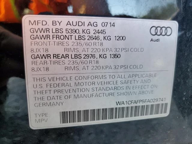 Photo 13 VIN: WA1CFAFP5FA029741 - AUDI Q5 PREMIUM 