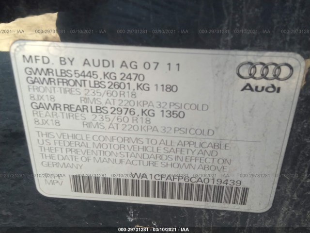 Photo 8 VIN: WA1CFAFP6CA019439 - AUDI Q5 