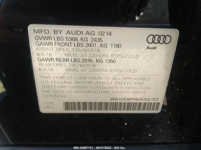 Photo 8 VIN: WA1CFAFP6EA092152 - AUDI Q5 