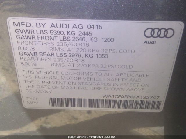 Photo 8 VIN: WA1CFAFP6FA132747 - AUDI Q5 