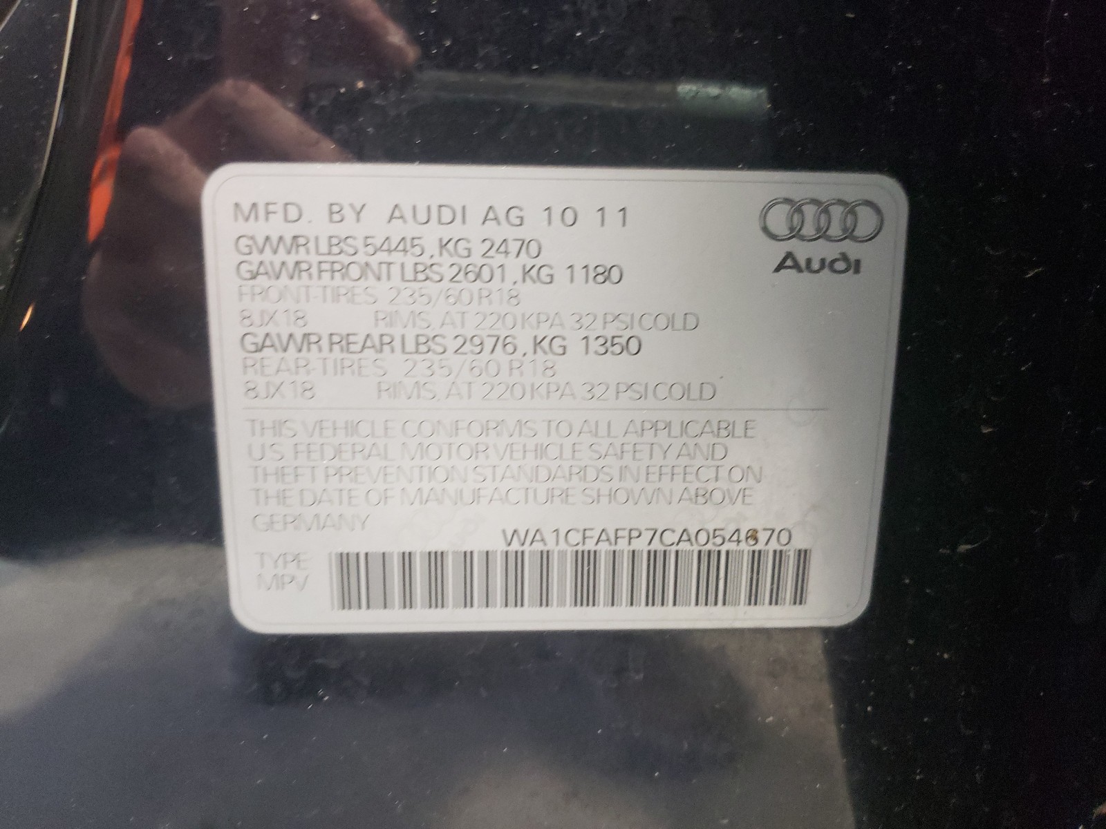 Photo 9 VIN: WA1CFAFP7CA054670 - AUDI Q5 