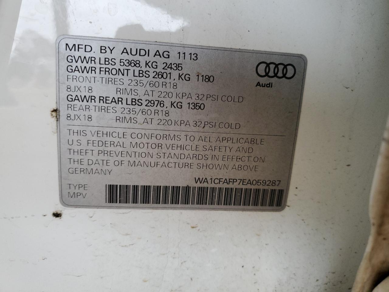 Photo 12 VIN: WA1CFAFP7EA059287 - AUDI Q5 