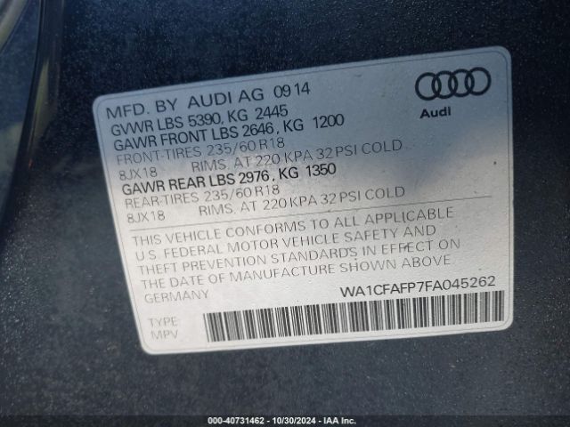 Photo 8 VIN: WA1CFAFP7FA045262 - AUDI Q5 