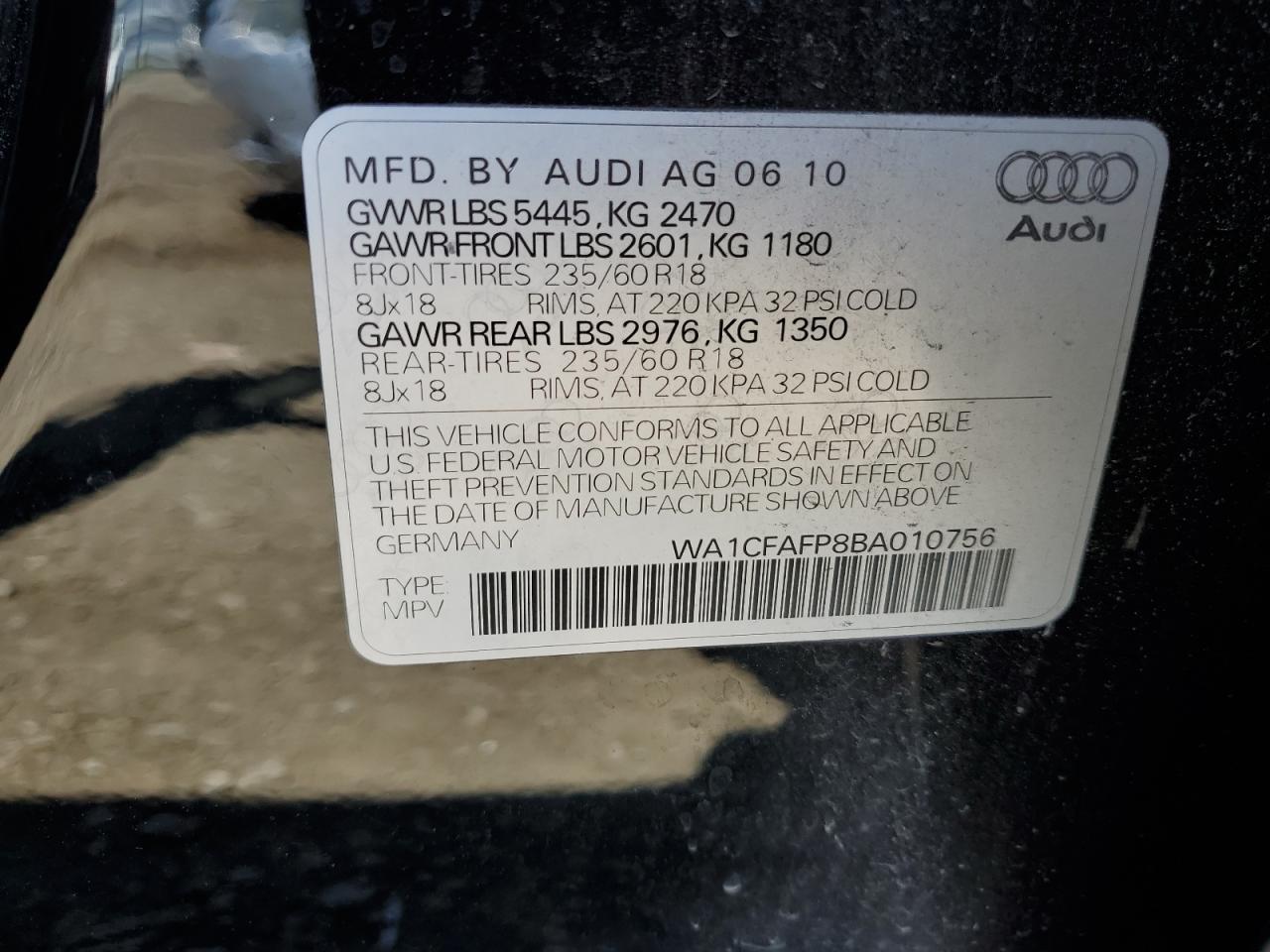 Photo 13 VIN: WA1CFAFP8BA010756 - AUDI Q5 