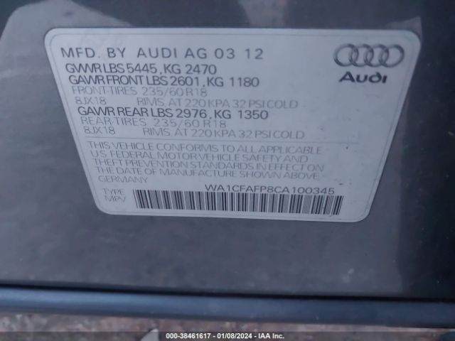 Photo 8 VIN: WA1CFAFP8CA100345 - AUDI Q5 