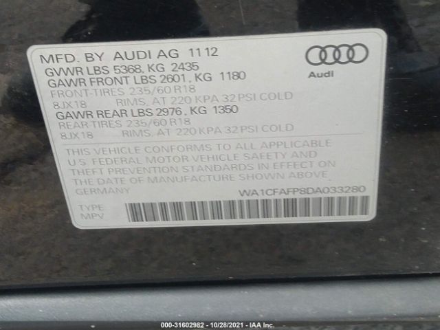 Photo 8 VIN: WA1CFAFP8DA033280 - AUDI Q5 