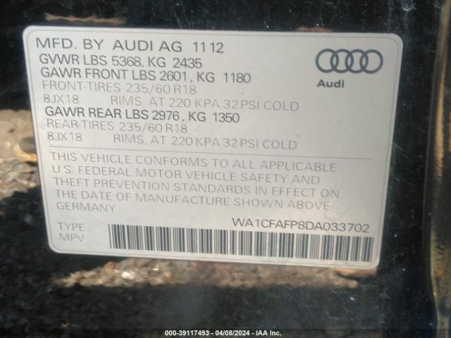 Photo 8 VIN: WA1CFAFP8DA033702 - AUDI Q5 