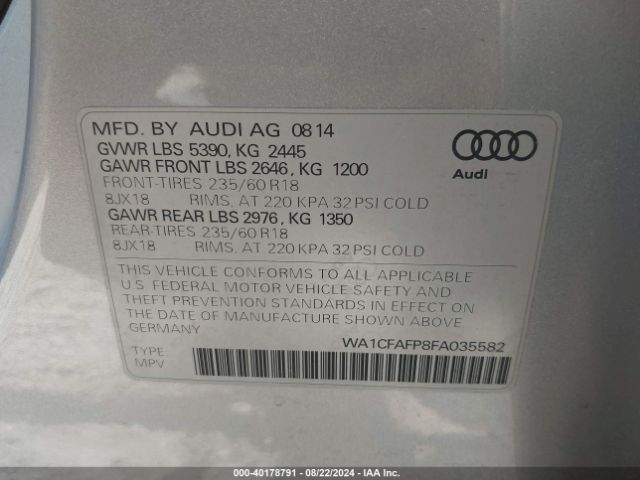 Photo 8 VIN: WA1CFAFP8FA035582 - AUDI Q5 