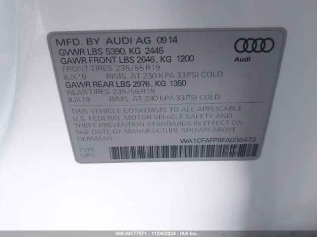 Photo 8 VIN: WA1CFAFP8FA036473 - AUDI Q5 