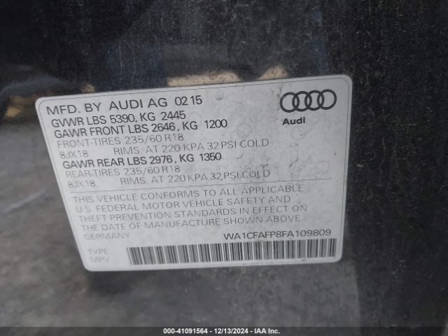 Photo 8 VIN: WA1CFAFP8FA109809 - AUDI Q5 