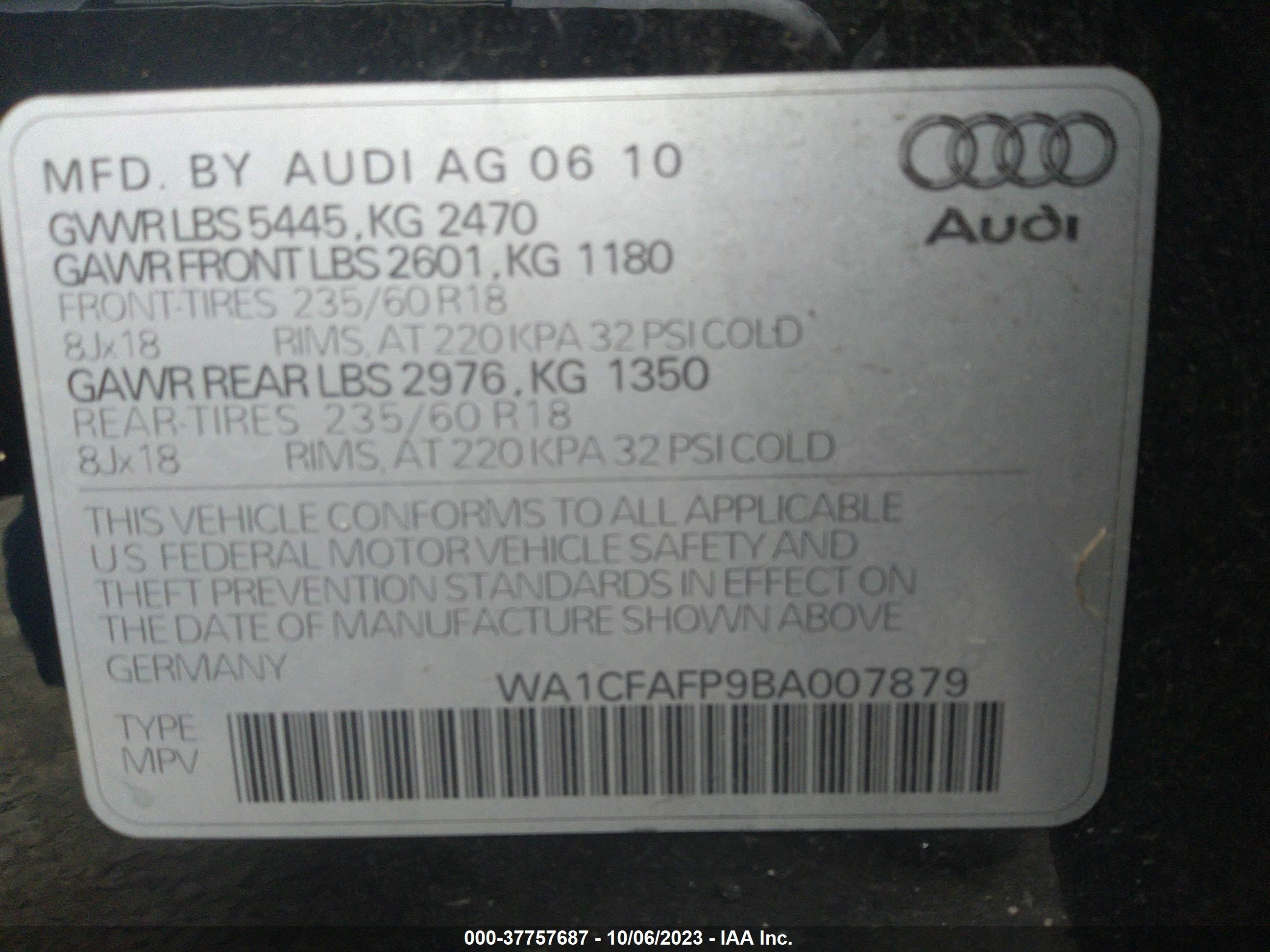 Photo 8 VIN: WA1CFAFP9BA007879 - AUDI Q5 