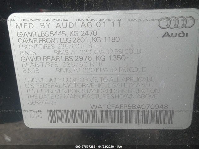 Photo 8 VIN: WA1CFAFP9BA070948 - AUDI Q5 