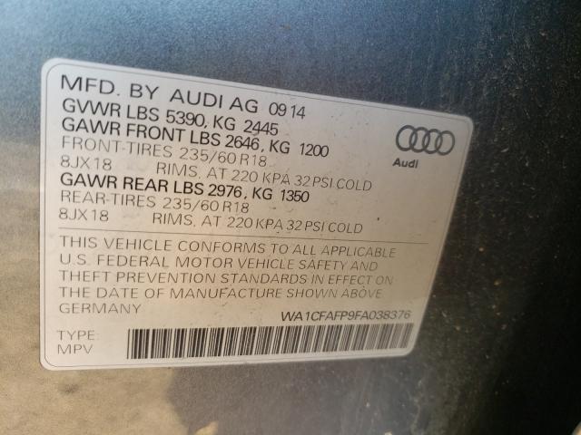 Photo 9 VIN: WA1CFAFP9FA038376 - AUDI Q5 PREMIUM 