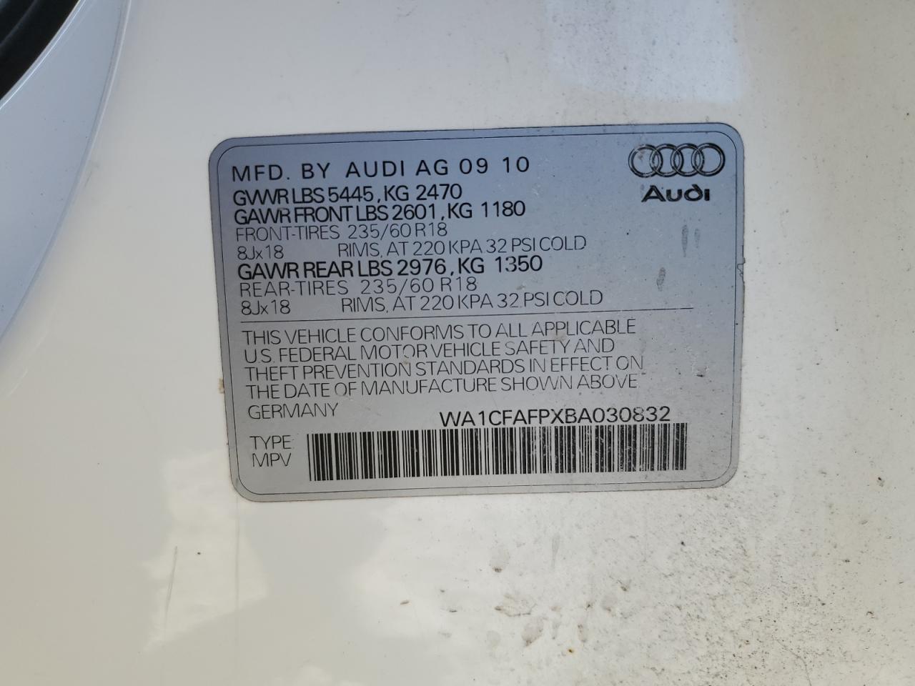 Photo 12 VIN: WA1CFAFPXBA030832 - AUDI Q5 