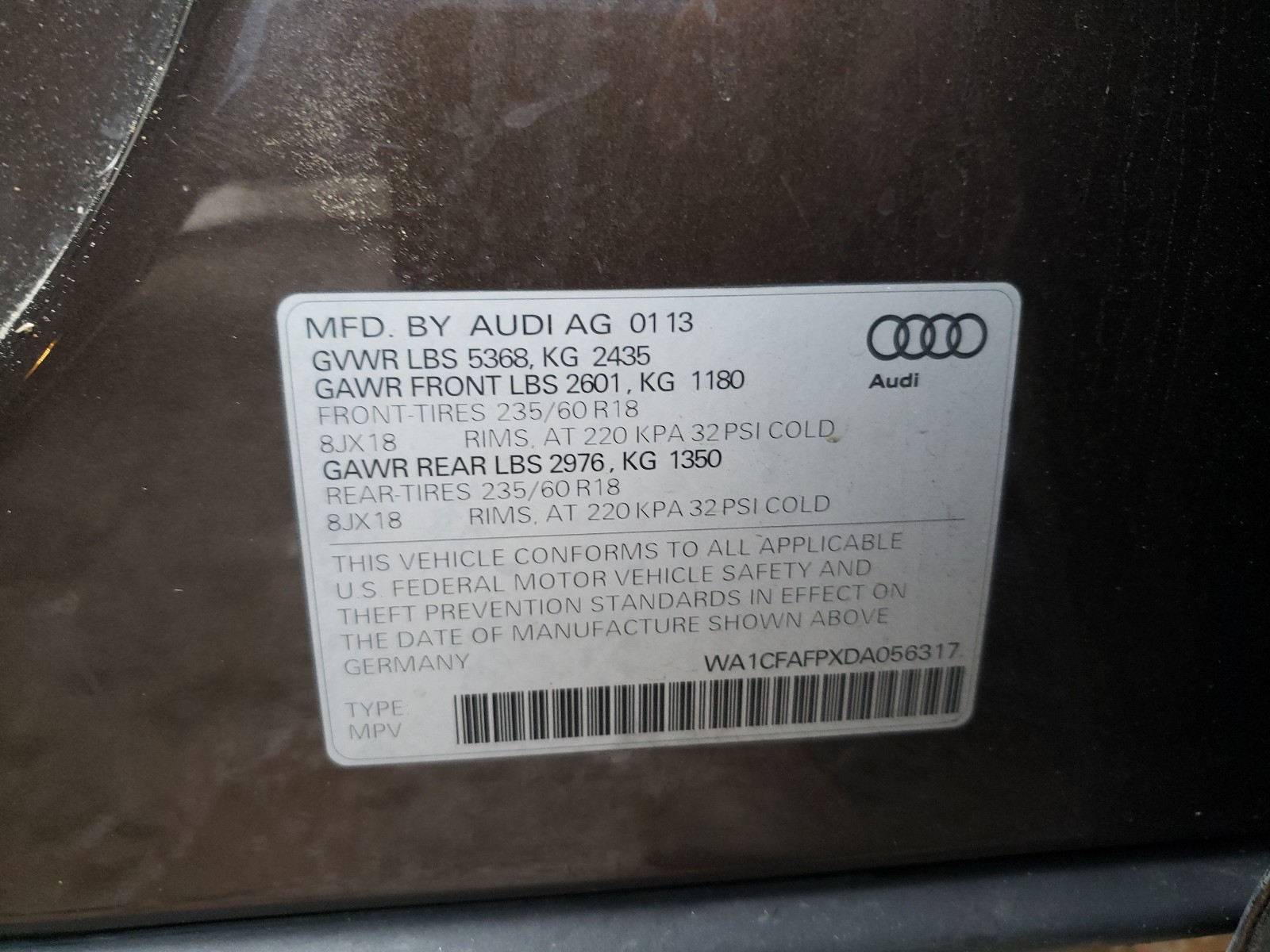 Photo 9 VIN: WA1CFAFPXDA056317 - AUDI Q5 