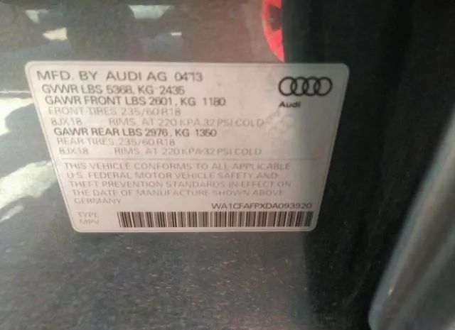 Photo 8 VIN: WA1CFAFPXDA093920 - AUDI Q5 