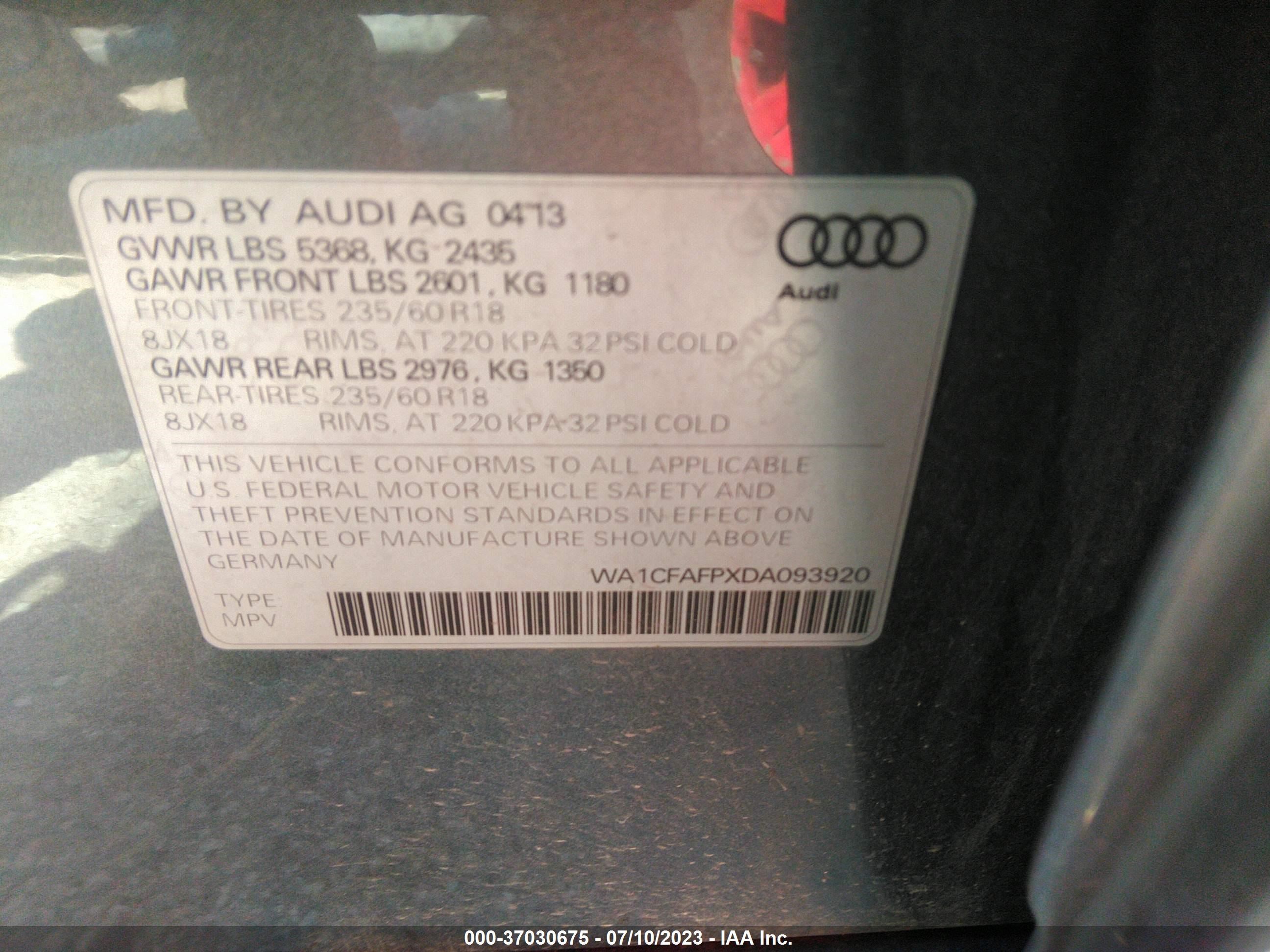 Photo 8 VIN: WA1CFAFPXDA093920 - AUDI Q5 